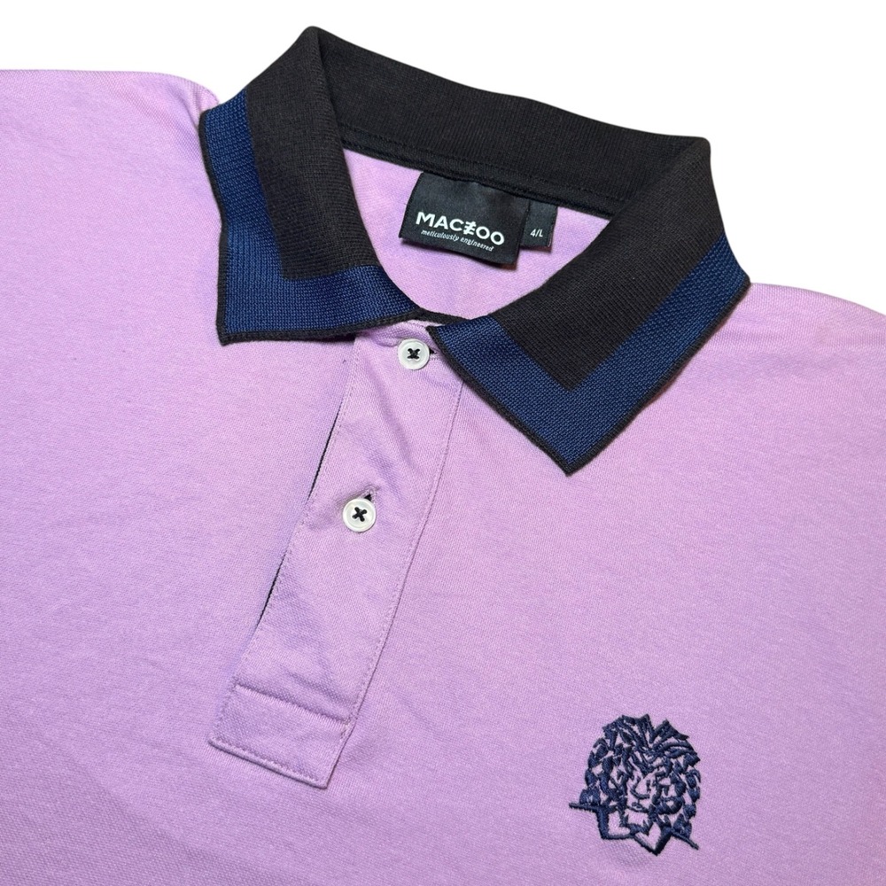 Maceoo Polo Mozart Angel Tip Dark Purple Shirt Mens 4/L Short Sleeve Lion Logo